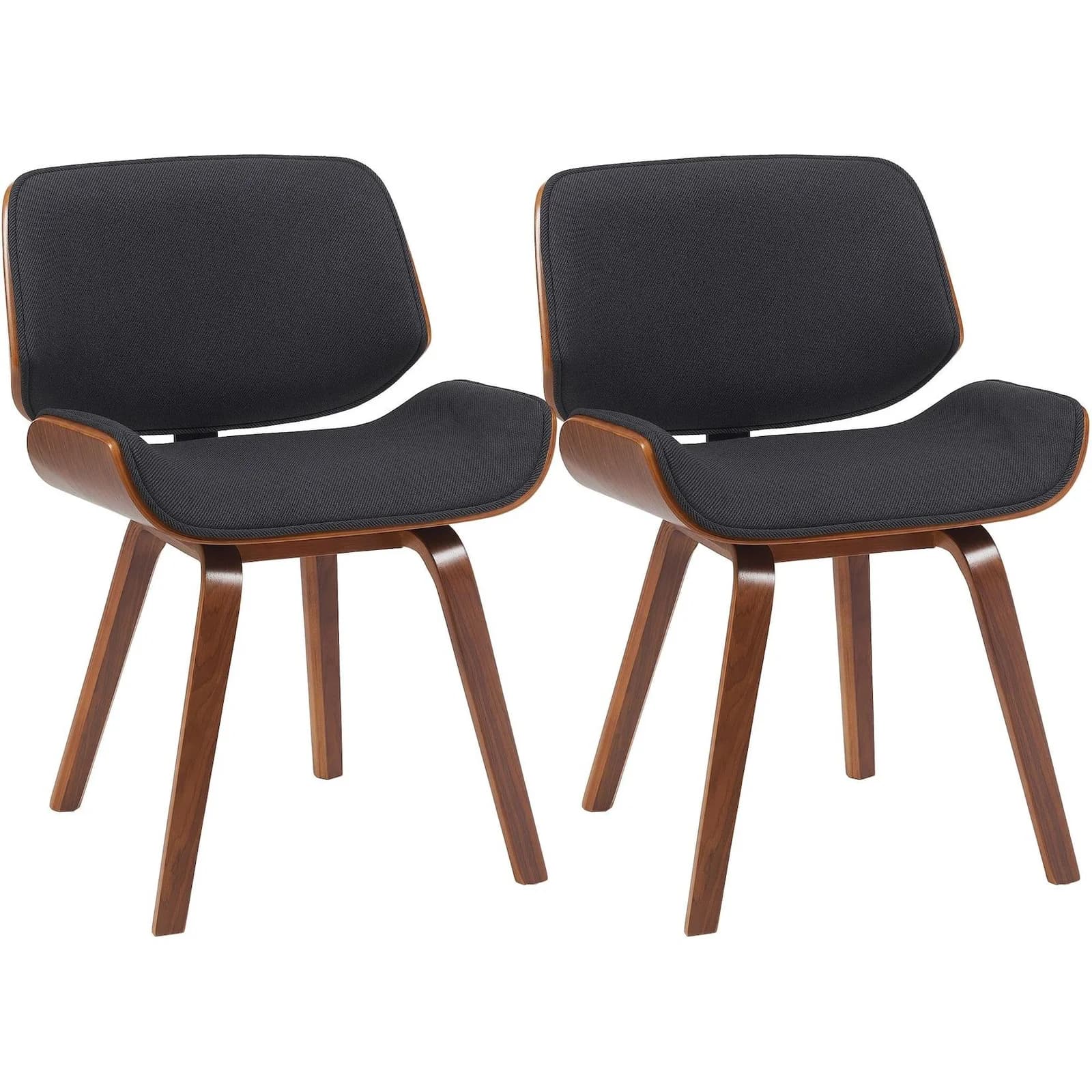 CLP Esszimmerstühle Beverley 2er Set Stoff gepolstert Walnussoptik Retro