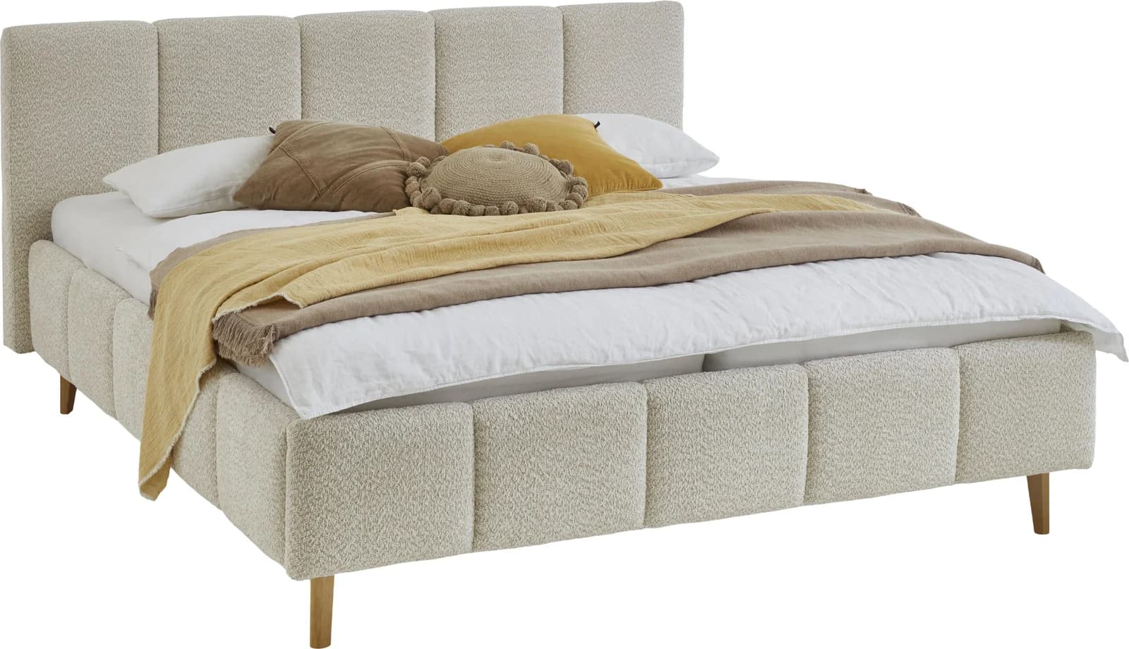 Meise Möbel Polsterbett ALVA Beige mit Bettkasten und Lattenrost