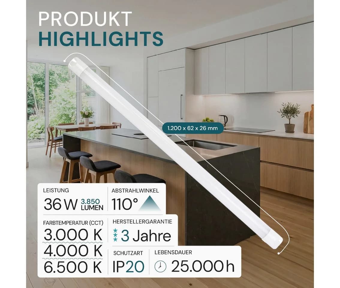 LUXULA LED Unterbauleuchte 120 cm CCT einstellbar Weiß