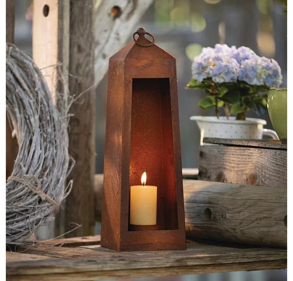 Home-trends24.de Kerzenhalter Rost Laterne Metall Garten Terrasse Windlicht