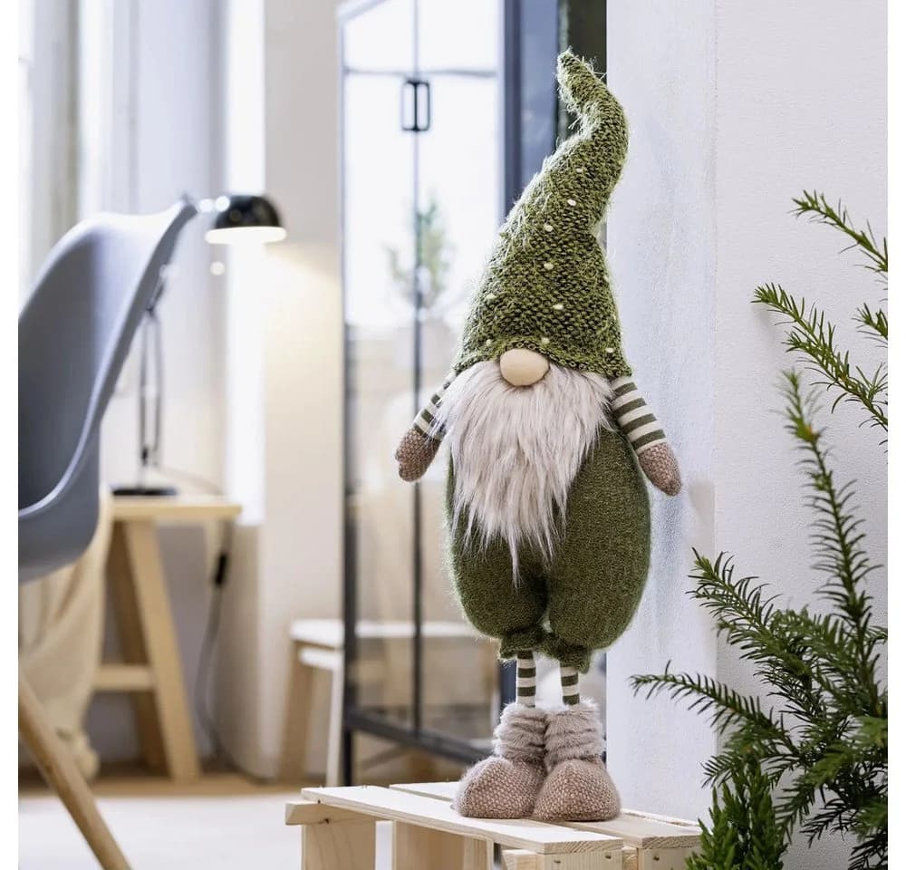Home-trends24.de Dekofigur XXL Wichtel Figur Grün 62cm Zipfelmütze