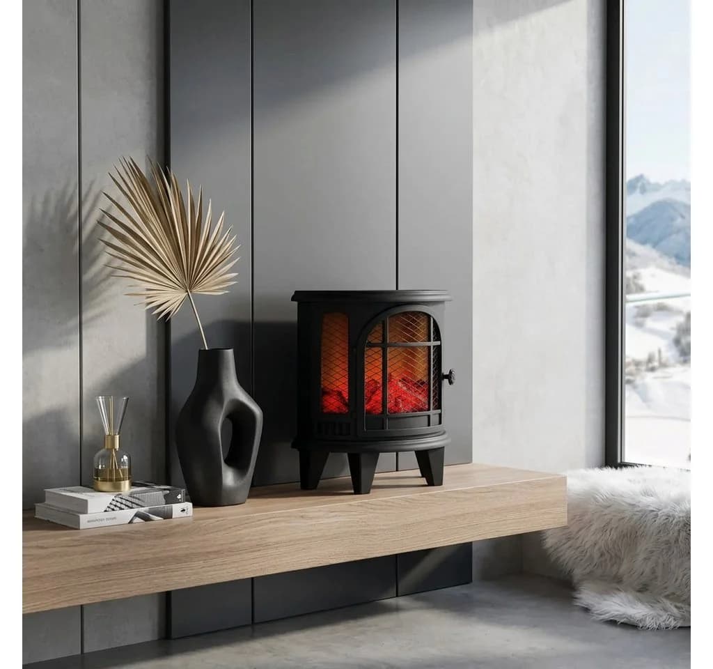 Home-trends24.de LED-Dekofigur Kaminofen Flammeneffekt Schwarz
