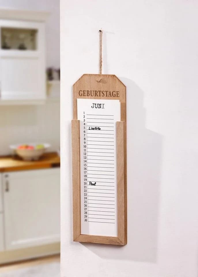 Home-trends24.de Ewiger Kalender Geburtstagskalender Memoboard aus Holz