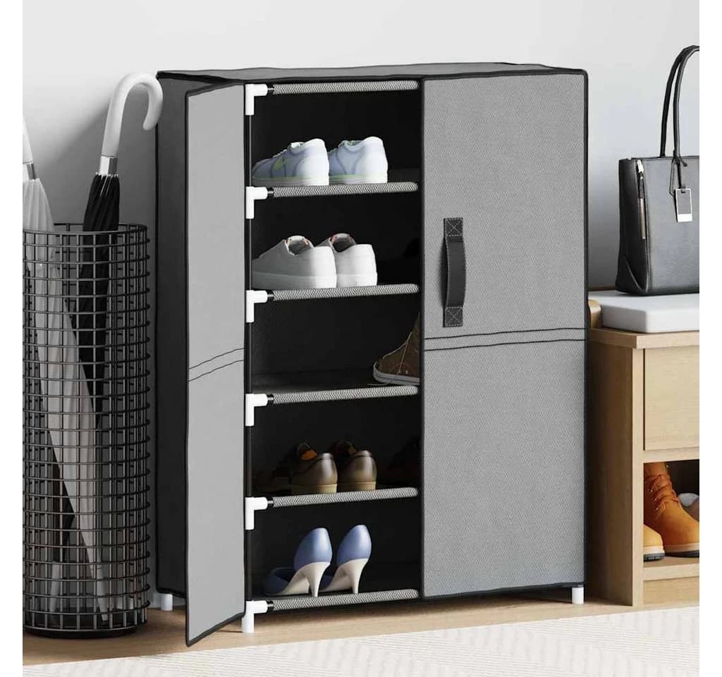 furnicato Schuhschrank Grau mit 5 Böden und Vliesstoffabdeckung