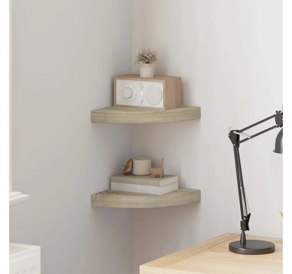 furnicato Eck-Schweberegale 2 Stk. Eichen-Optik 25x25x3,8 cm MDF