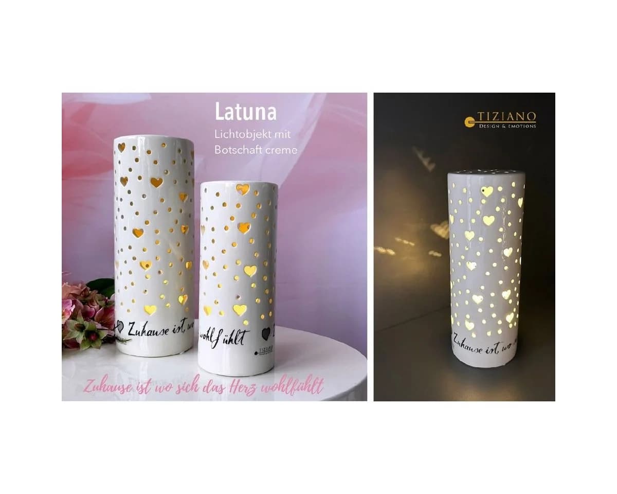 TIZIANO - DESIGN & EMOTIONS LED Dekosäule Herz Weiss mit Timer