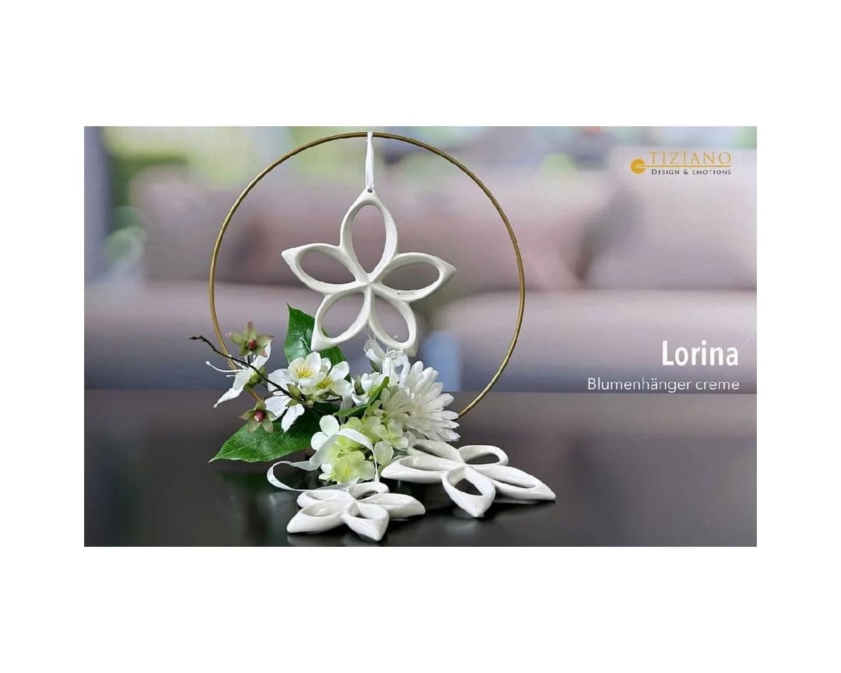 TIZIANO Dekohänger Blume Lorina creme-weiß – Keramik Hängedeko