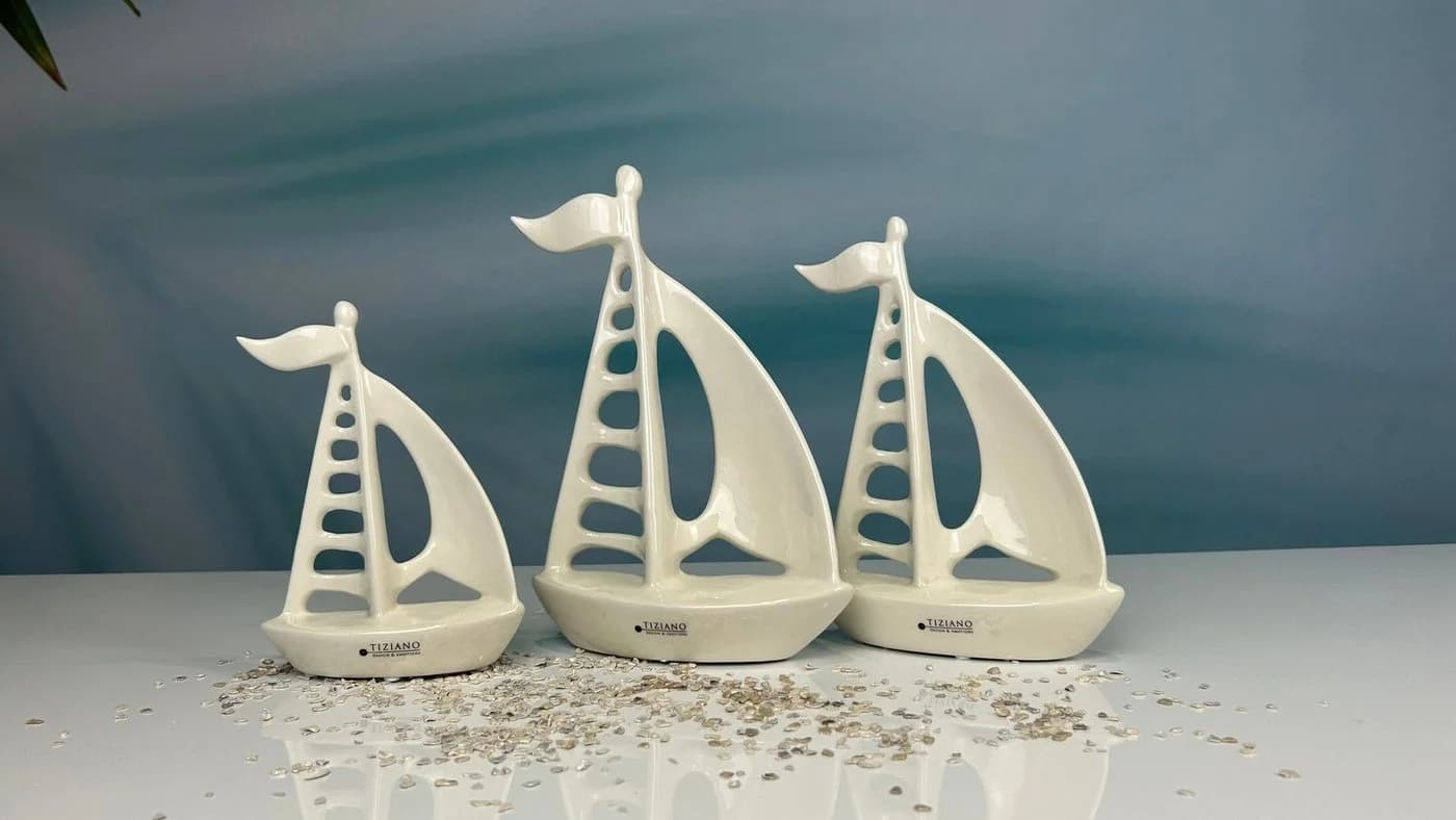 Casali Dekofigur Boot Tiziano Creme-Weiß Design