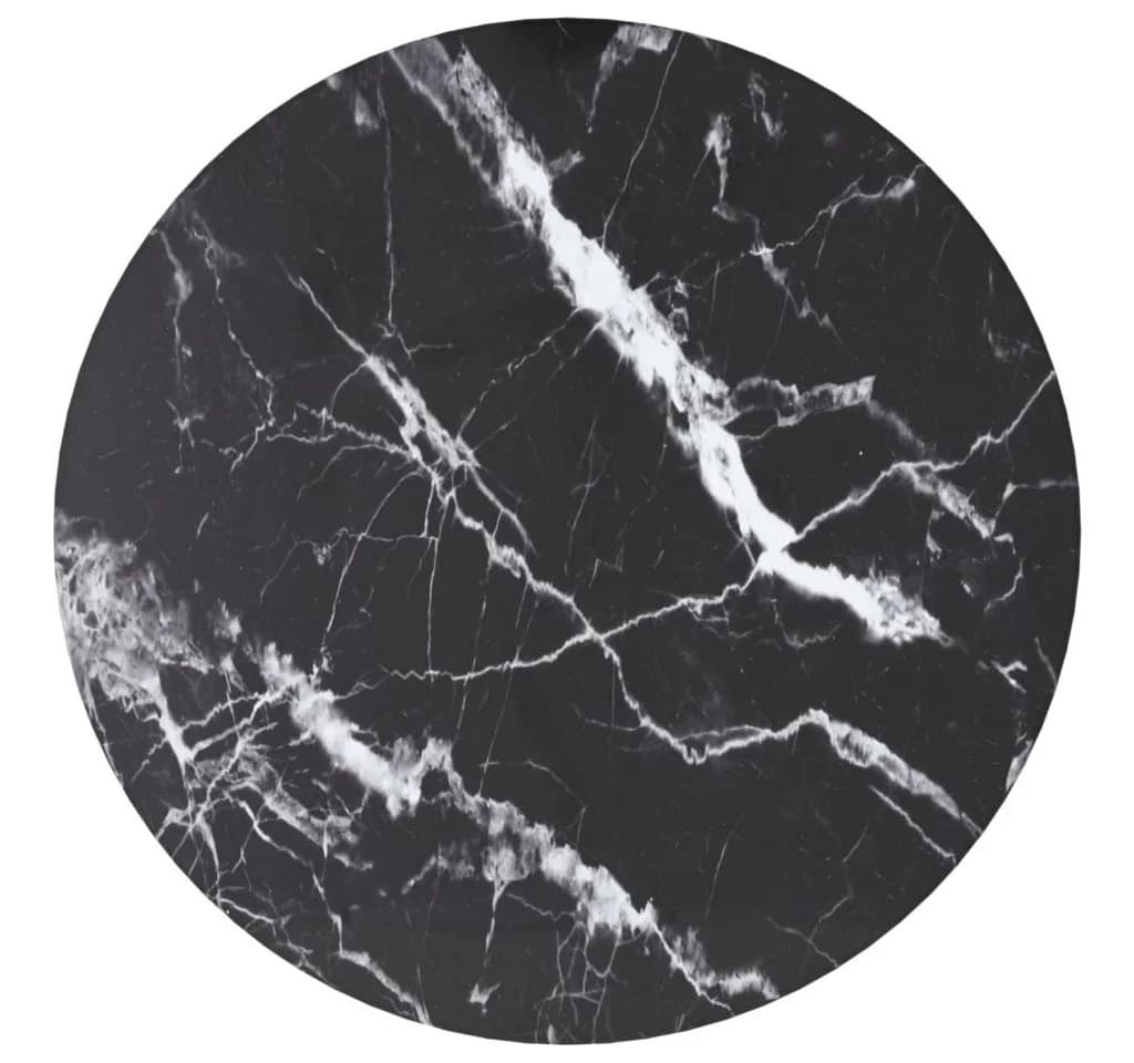 furnicato Tischplatte Schwarz Ø30x0,8 cm Hartglas in Marmoroptik