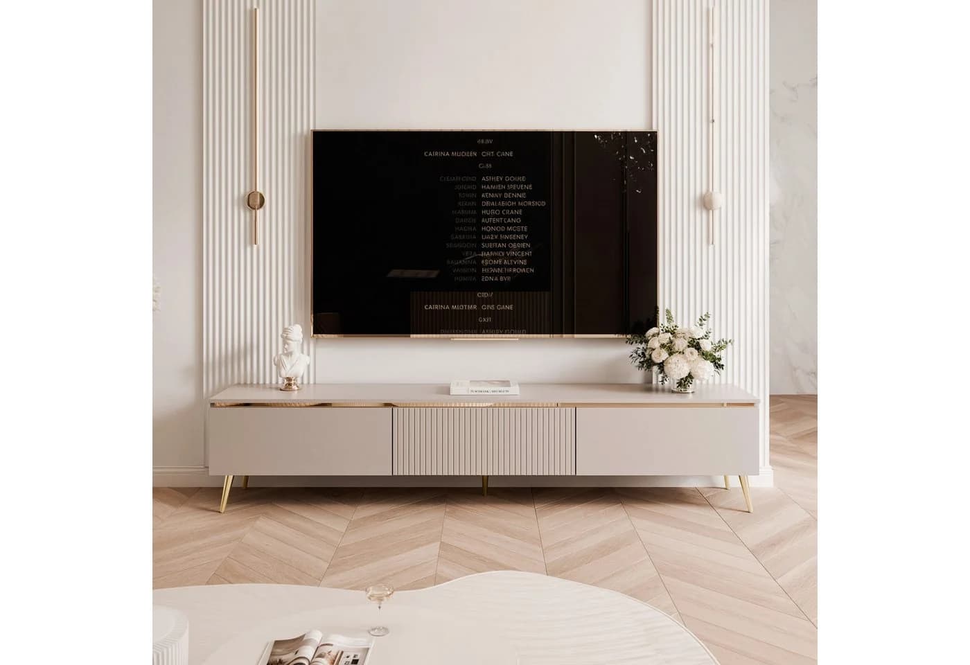 yourhouse24 Lowboard TV SELIA 200 Kaschmir Asymmetrisches Design