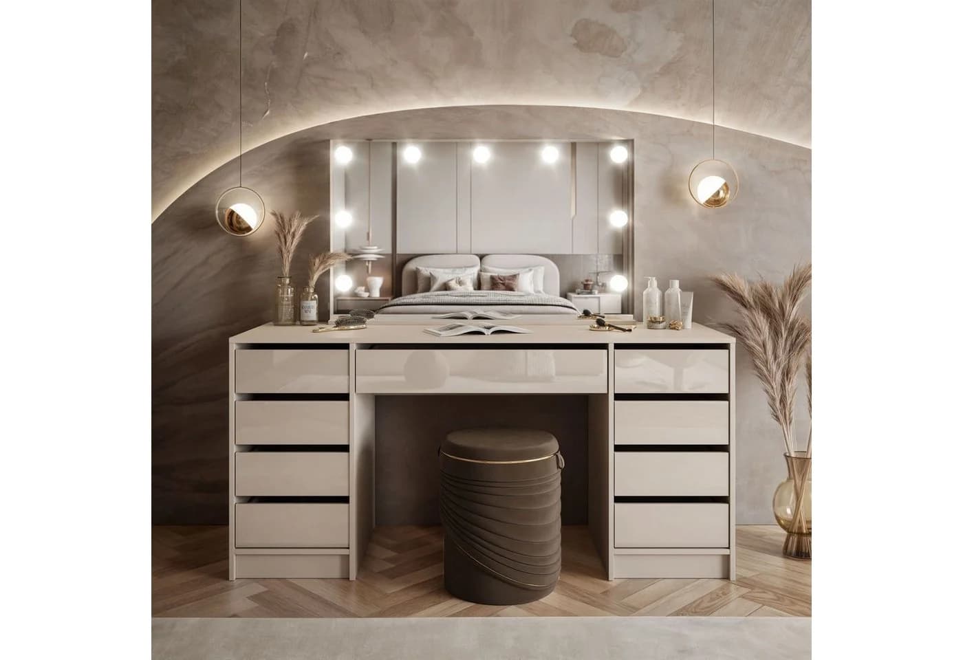 yourhouse24 Schminktisch Hollywood MADI DOUBLE ELITE mit LED-Spiegel