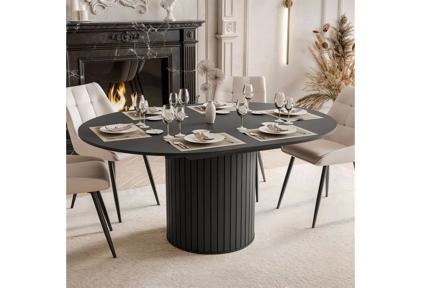 yourhouse24 Esstisch LINNEA Ausziehbar Schwarz