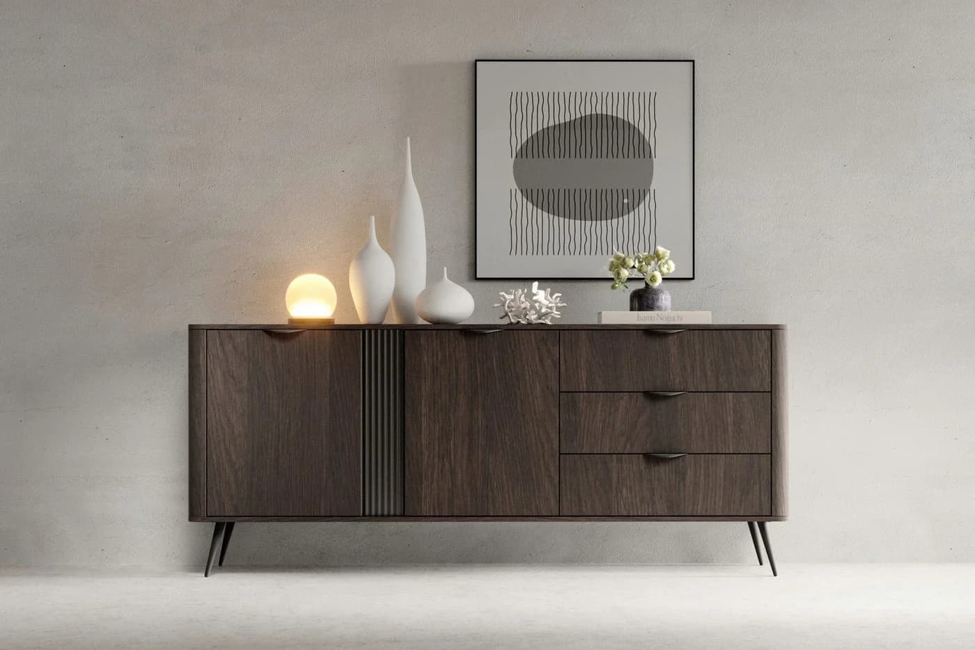 yourhouse24 Kommode Veris D Dunin Eiche/Schwarz