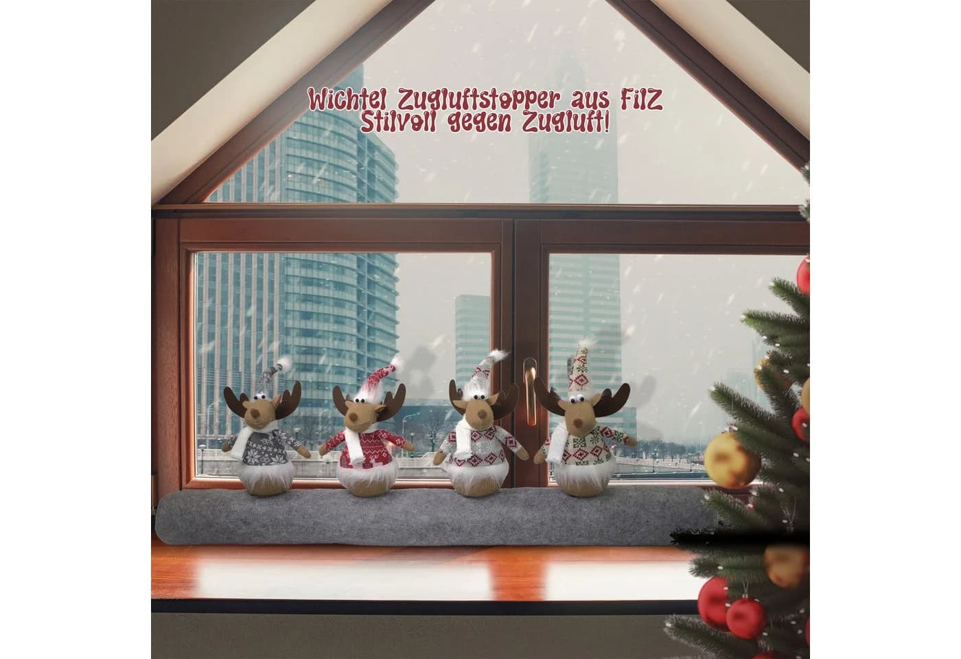 hausleben Zugluftstopper Türdichtung Filz Weihnachtsdesign 90 cm