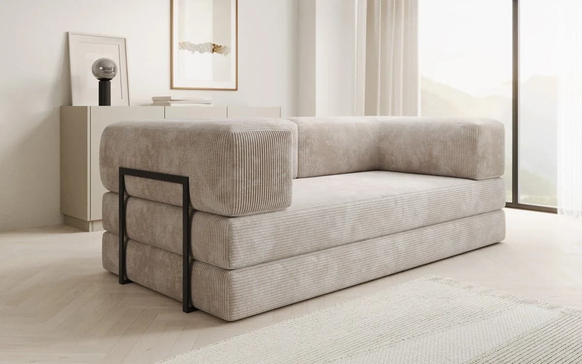 Luxusbetten24 Sofa Designer Lazy 3-Sitzer Beige Cord