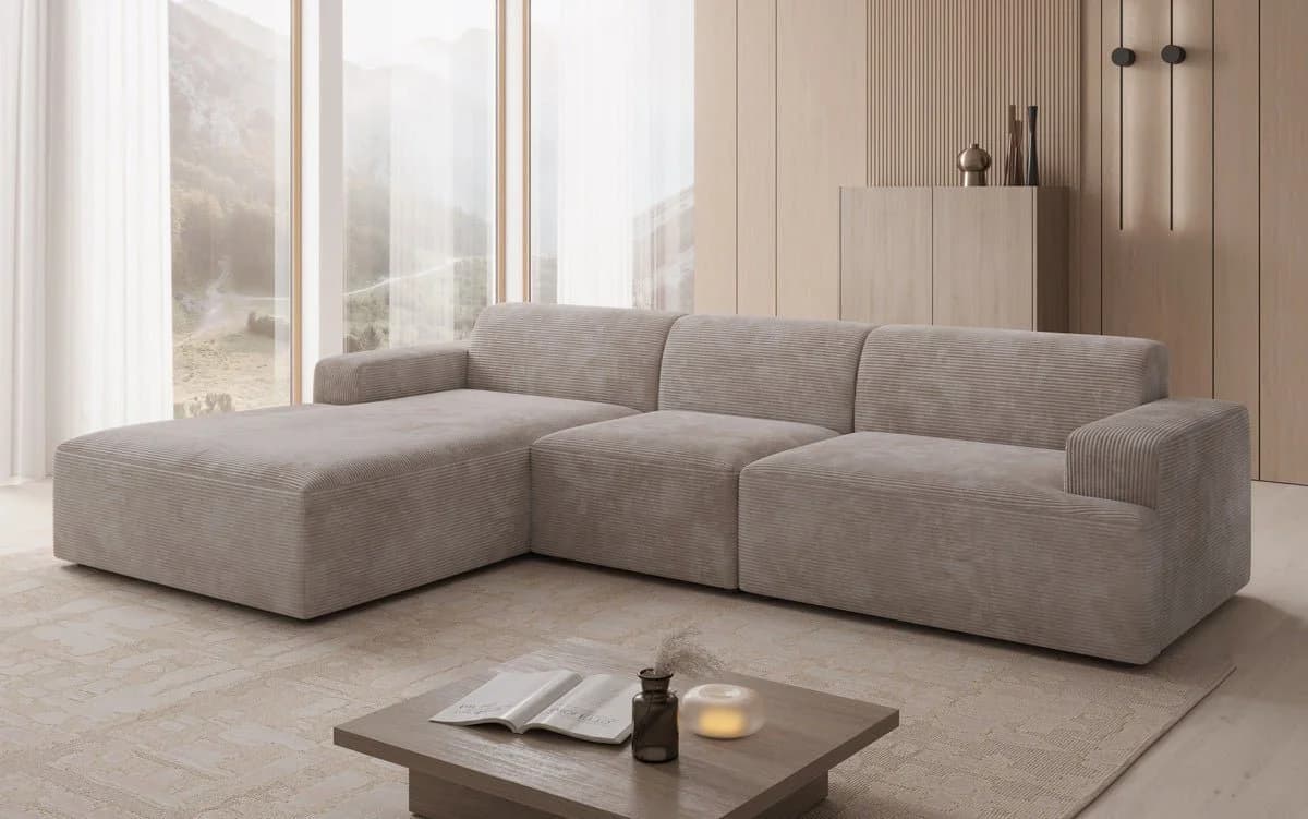 Luxusbetten24 Designer Sofa Monza L Maxi Cord für bis zu 6 Personen
