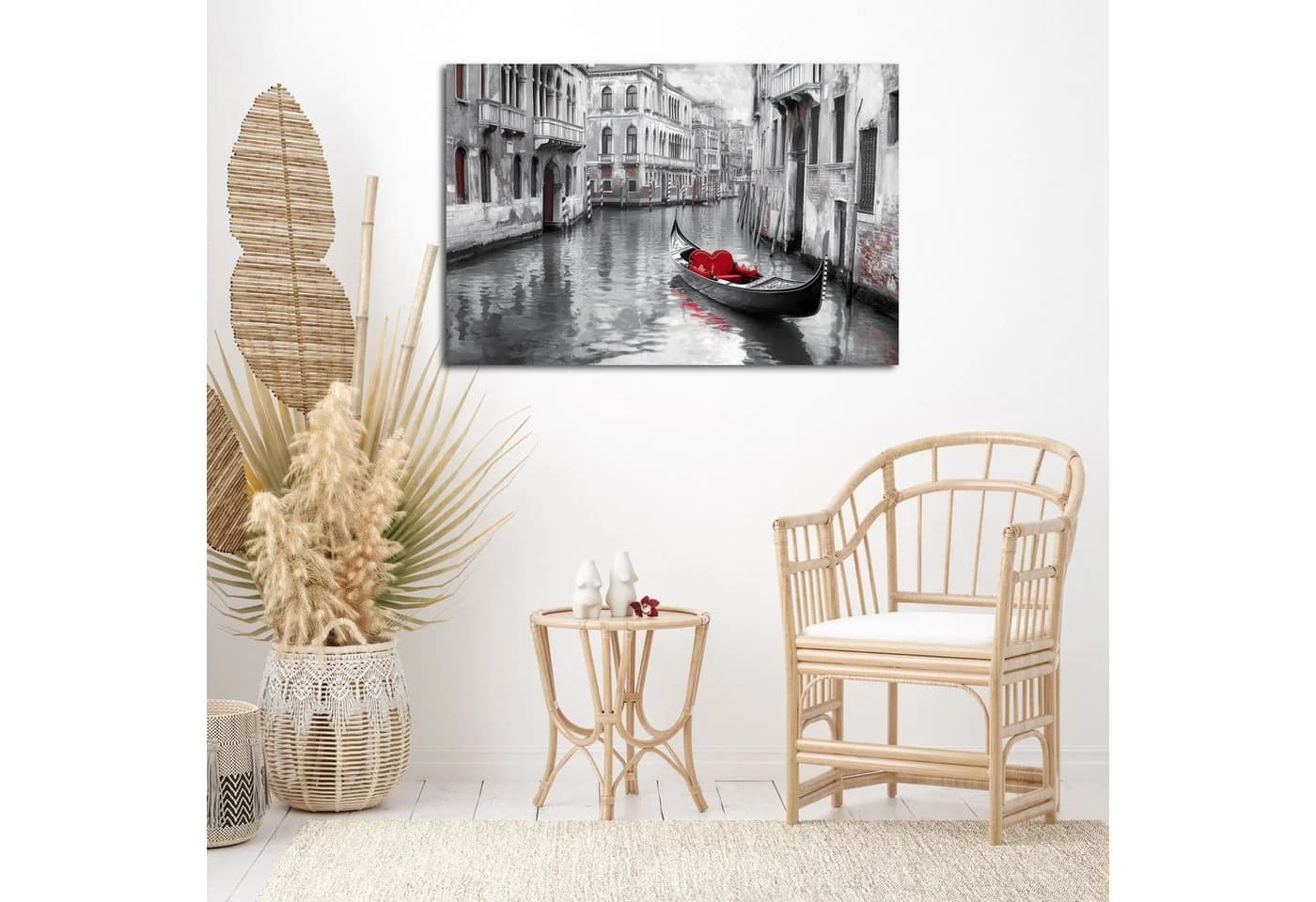 DARO Design Leinwandbild Modern Abstrakt Rot Schwarz Weiß