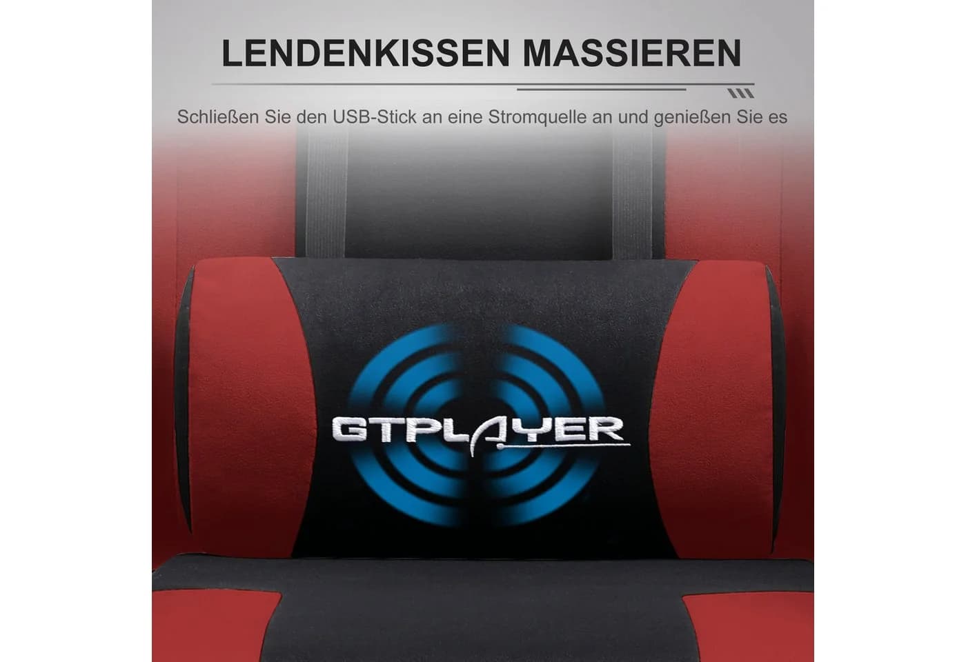 GTPLAYER Gaming-Stuhl Rot mit Massage-Funktion und Fußstütze