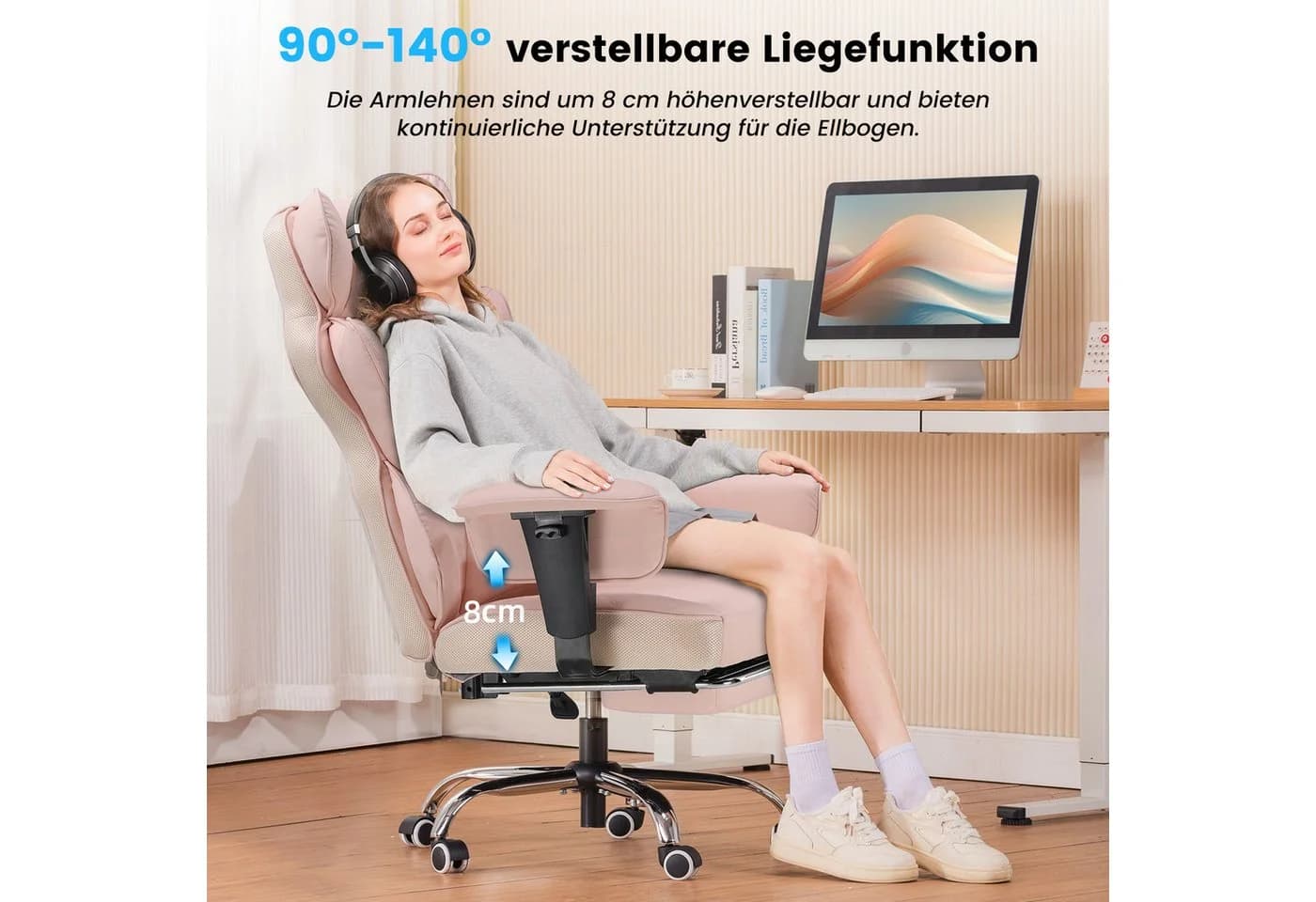 GTPLAYER Bürostuhl Gaming Stuhl Rosa Ergonomisch