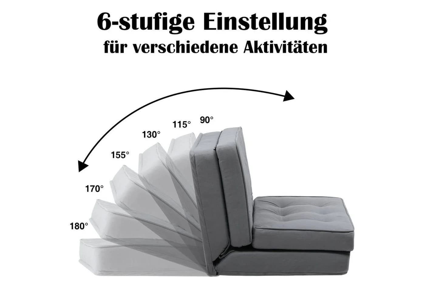 COMHOMA Kindersofa Schlafsofa Bodensofa Grau 3-in-1 mit Schlaffunktion