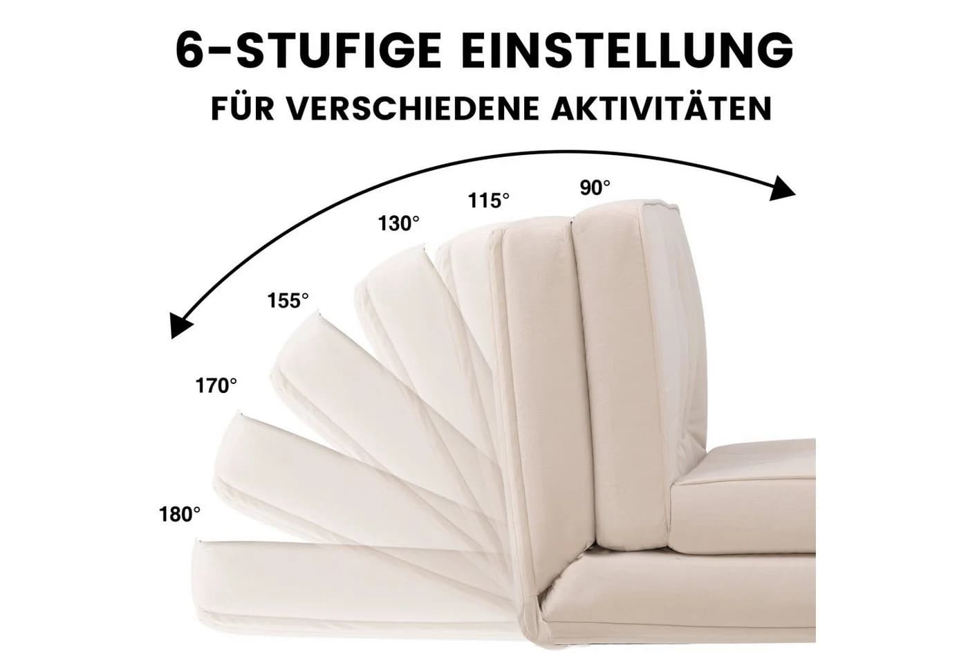 COMHOMA Kindersofa Schlafsofa Beige Faltbar mit Verstellbarer Rückenlehne