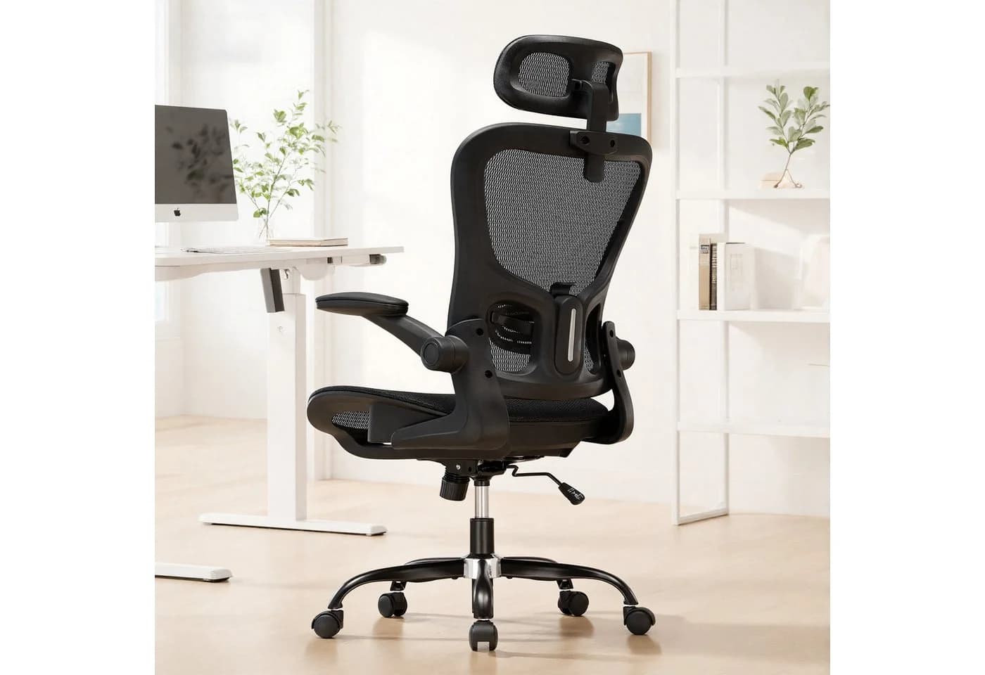 COMHOMA Bürostuhl Ergonomisch Schwarz mit Mesh und Wippfunktion