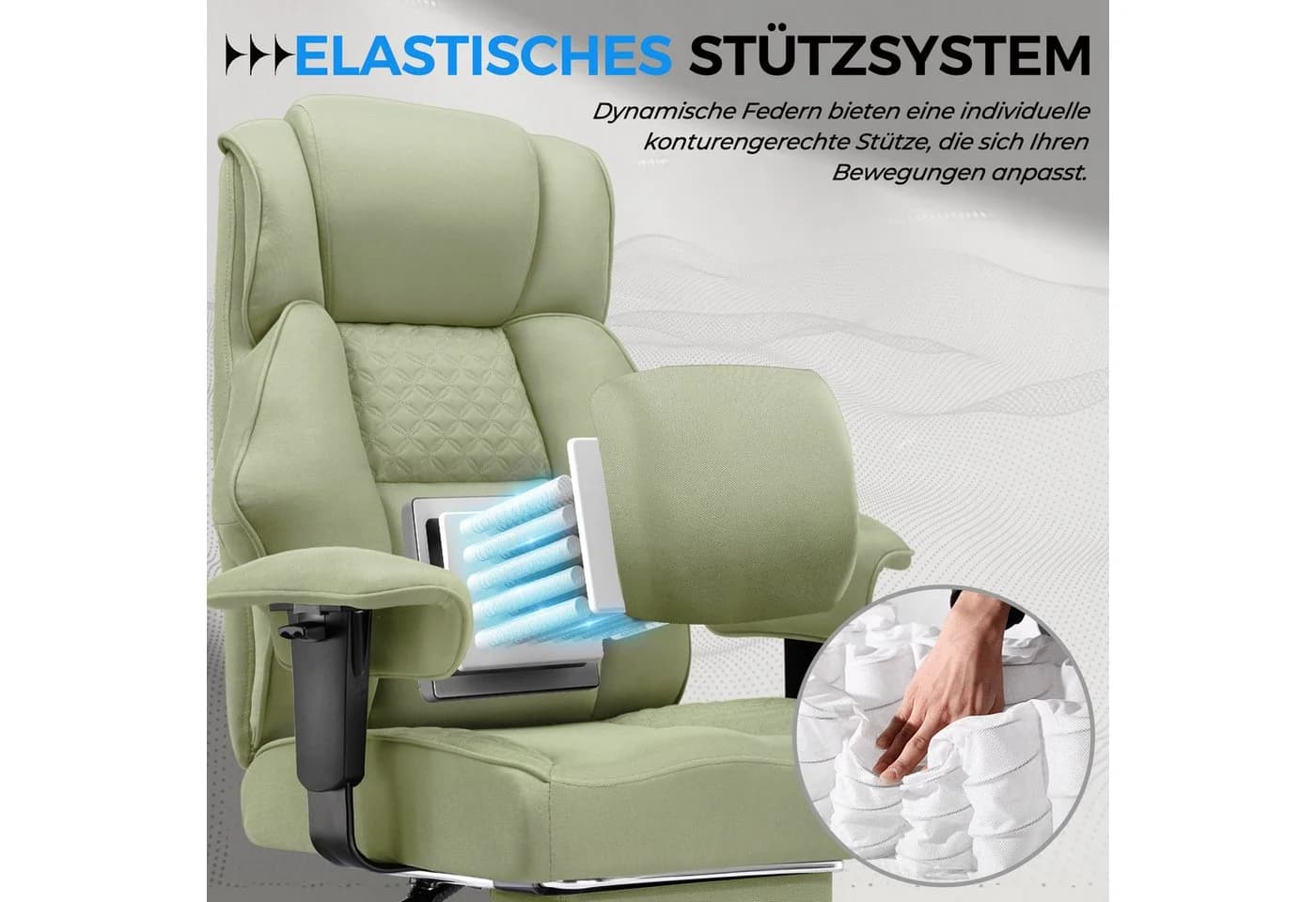 GTPLAYER Gaming-Stuhl Grün Ergonomisch mit Fußstütze