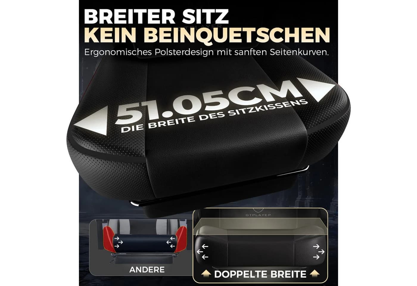 GTPLAYER Gaming-Stuhl ACE-ARMOR Schwarz mit Fußstütze