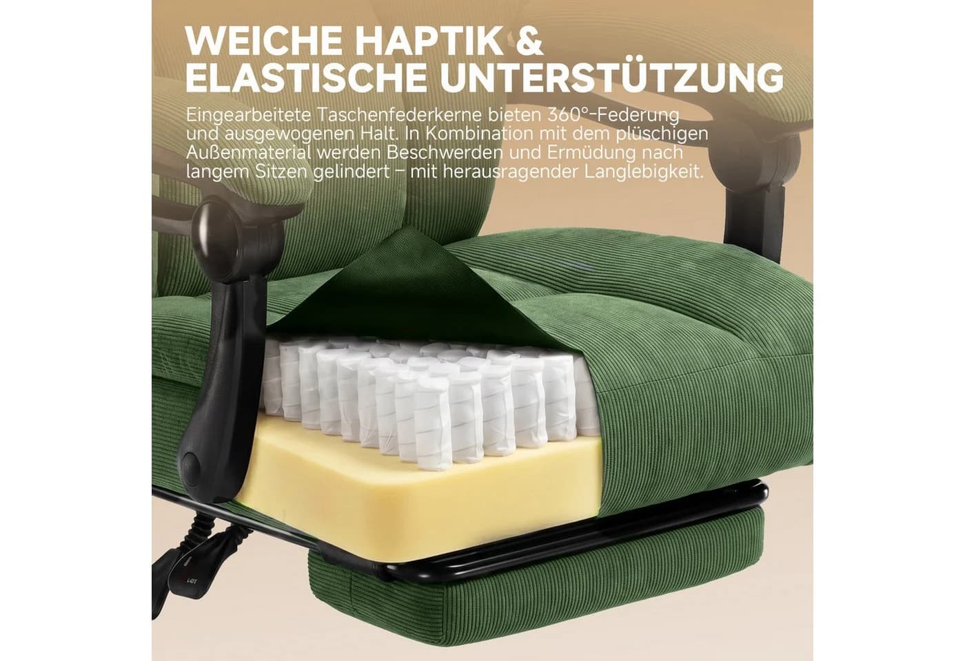 GTPLAYER Ergonomischer Gaming-Stuhl mit Fußstütze & Lendenstütze