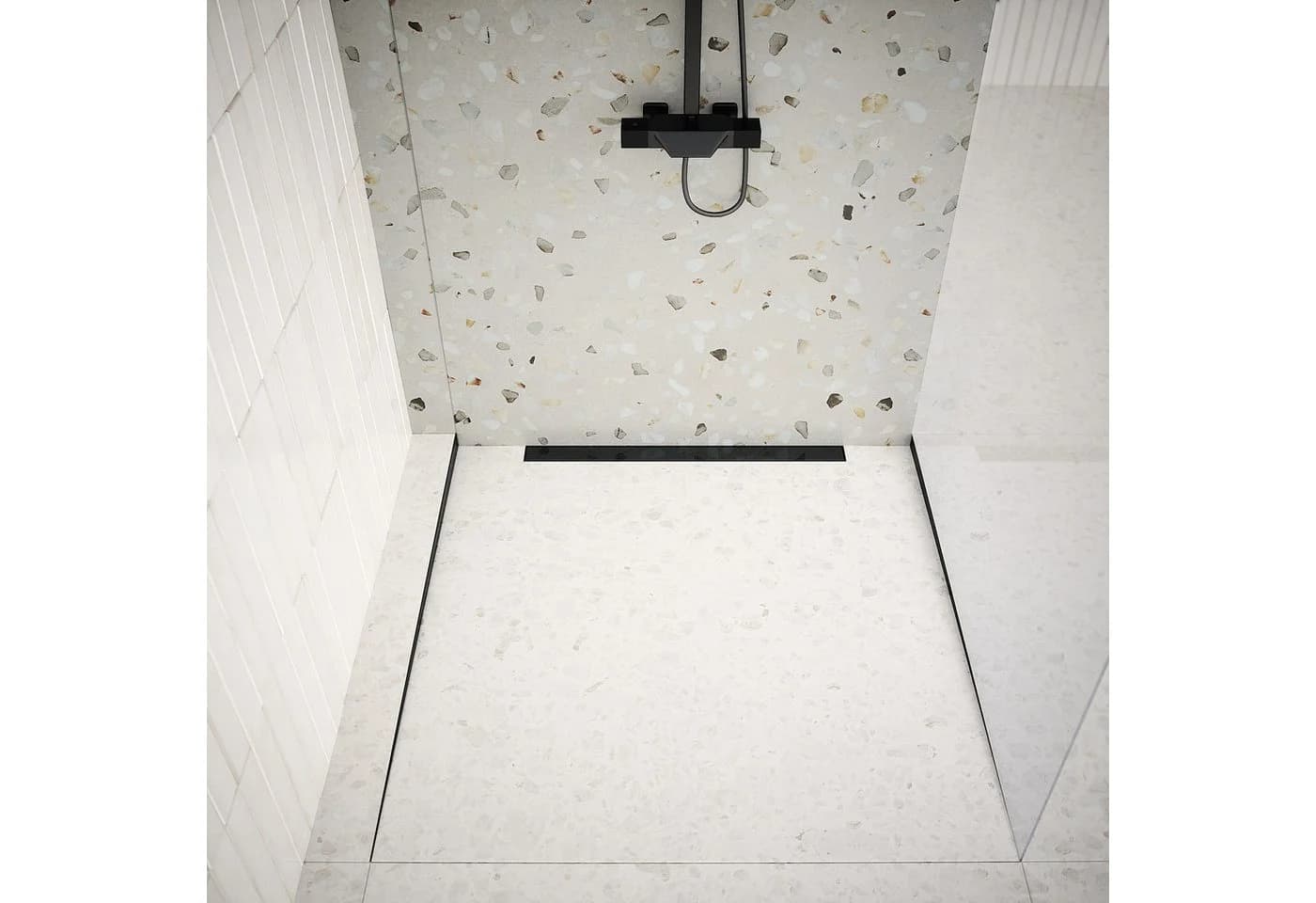 Aquabad® Clive Wandanschlussprofil Schwarzmatt Edelstahl
