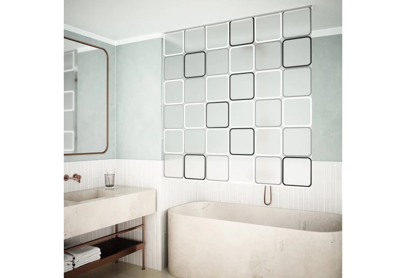 Aquabad® Duschrollo Vaskaflex Modernes Quadrat-Muster