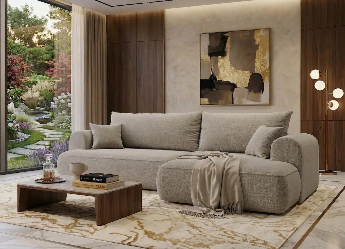 B&B Home Big-Sofa Vitton L-Form mit Schlaffunktion und Bettkasten