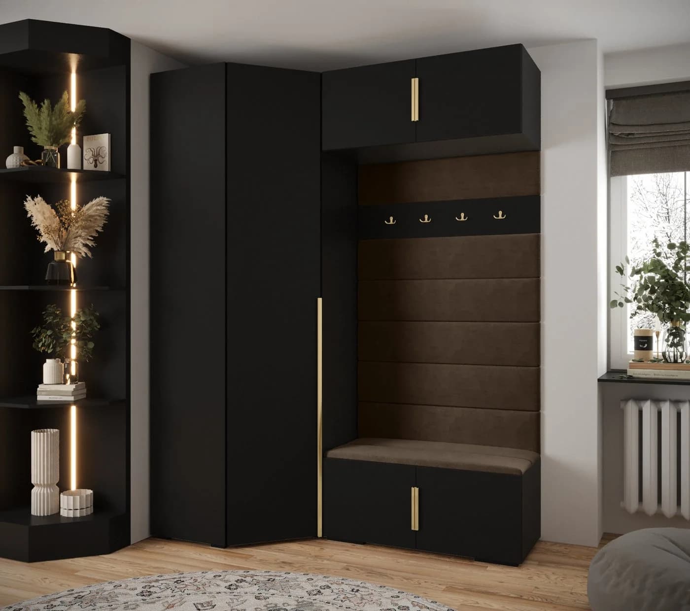 ABIKS MÖBEL Kompaktgarderobe INOVA mit Kleiderstange und Regalen