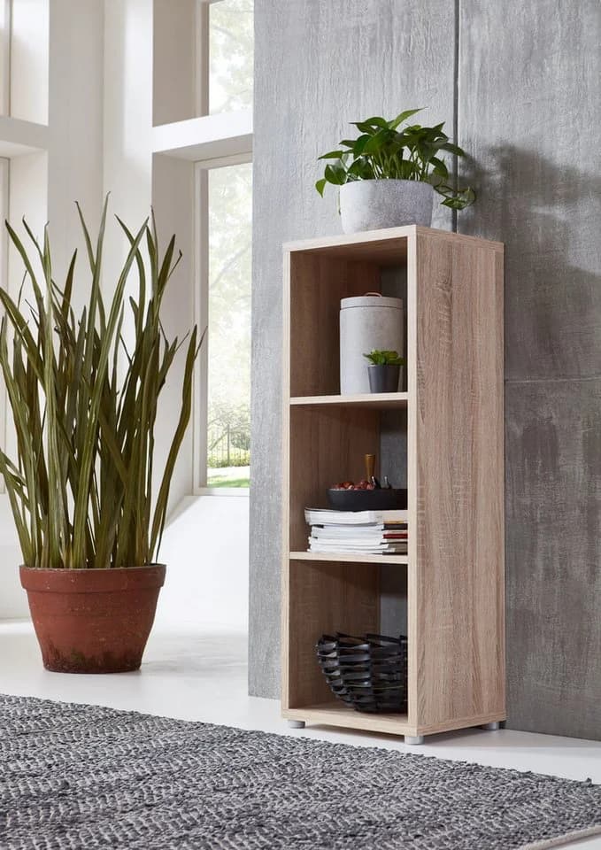 BMG Möbel Standregal NIZZA 3 Fächer Sonoma Eiche Modern