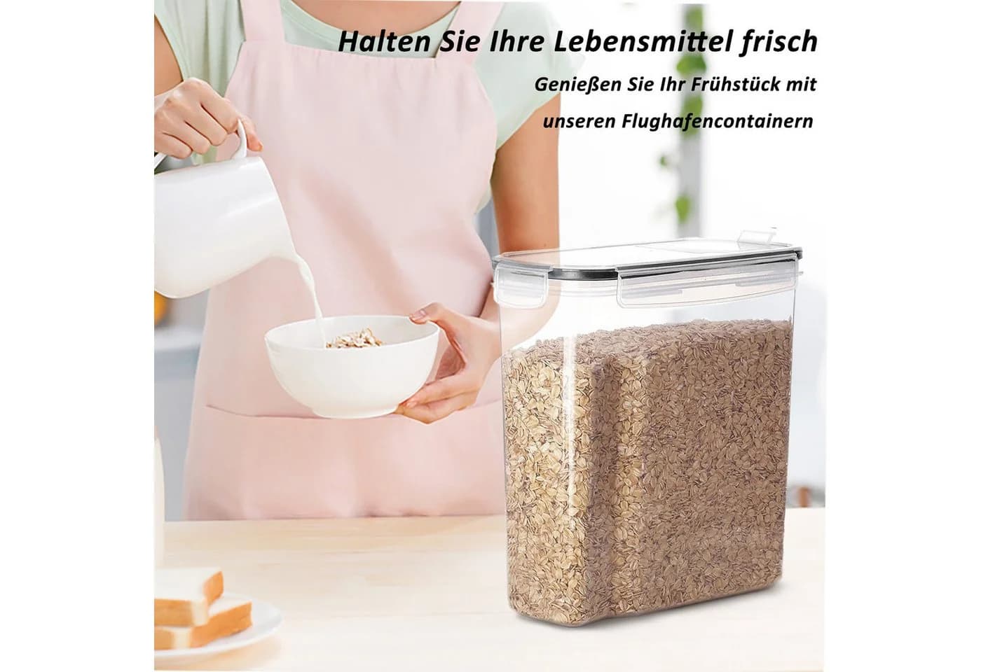CALIYO Vorratsdosen Set 4x 1L Weiß BPA-frei Luftdicht