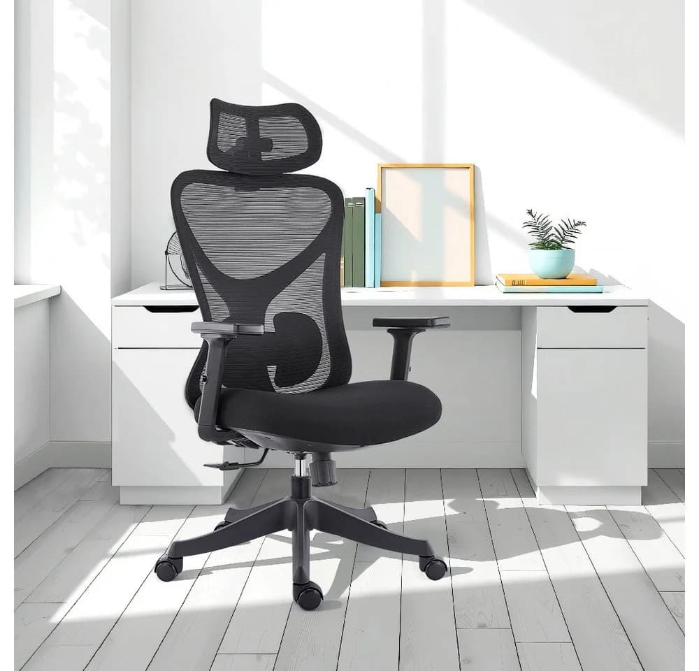 CALIYO Bürostuhl Ergonomisch Schreibtischstuhl Klappbare Armlehnen Wippe