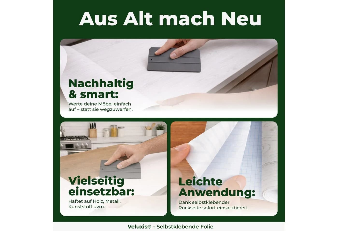 Veluxis Möbelfolie Selbstklebend Braun Holzoptik Wasserfest