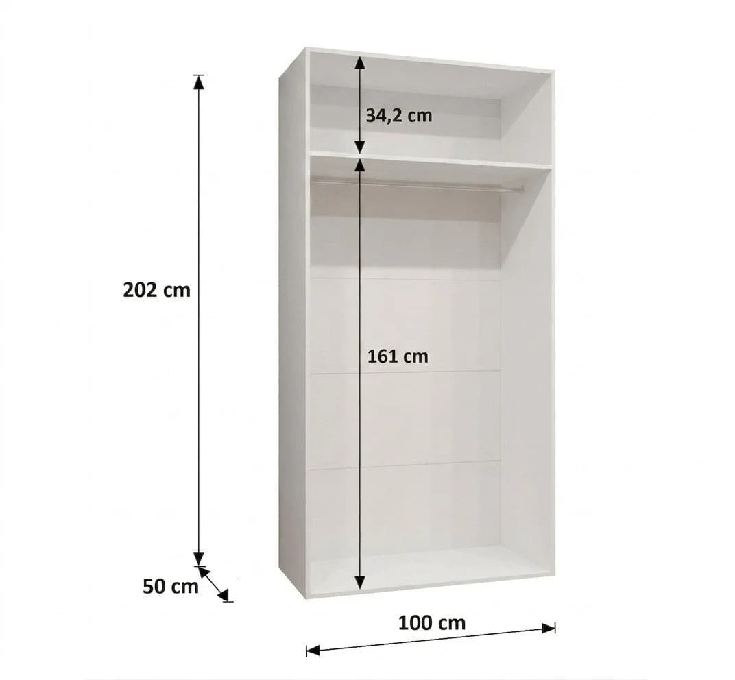 ABIKS MÖBEL Drehtürenschrank BARI 1 Weiß Matt Silber
