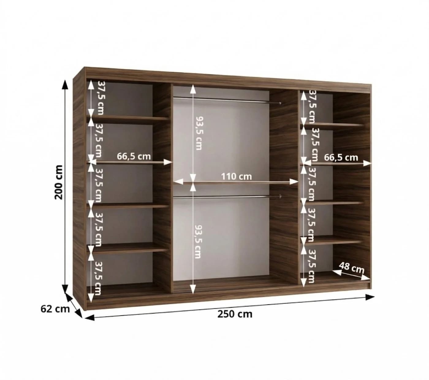 ABIKS MÖBEL Schwebetürenschrank RUBINO Y 250 Braun Schwarz