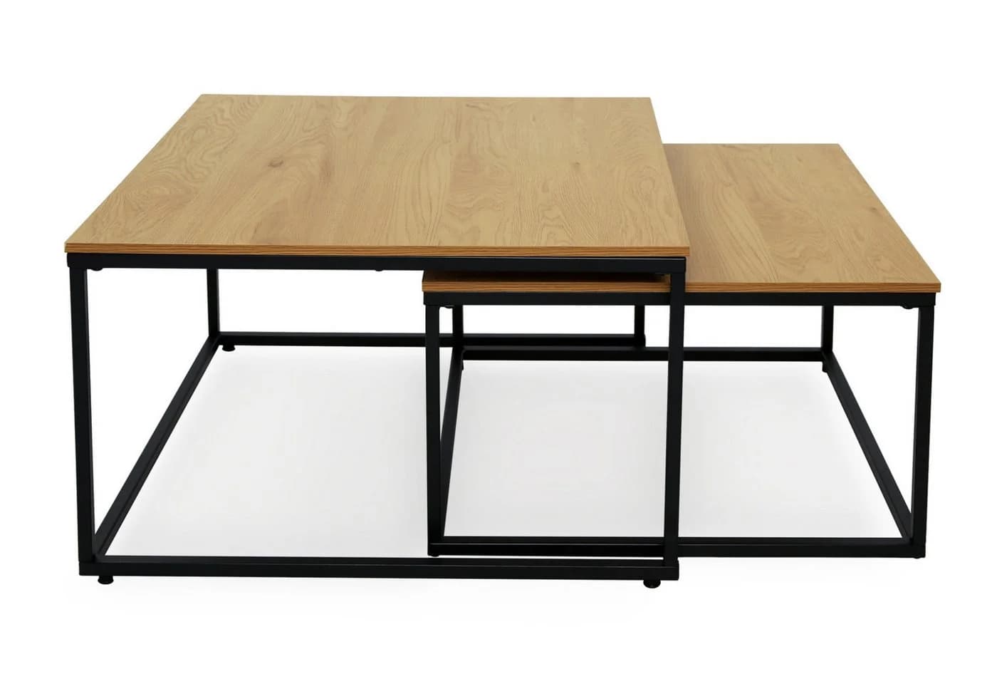 Home Collective Couchtisch 2er Set Stapelbar Metall Eiche Hell