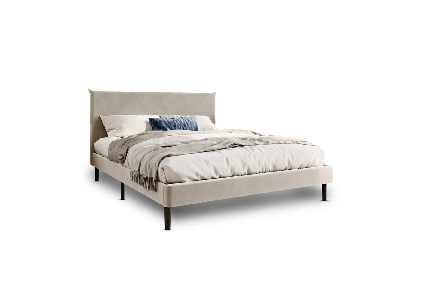 Home Collective Polsterbett Beige Samt mit Lattenrost