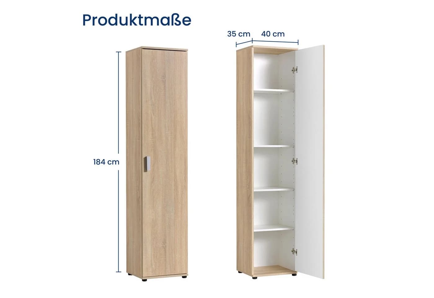 Home Collective Mehrzweckschrank 40 cm breit Sonoma-Eiche Weiß