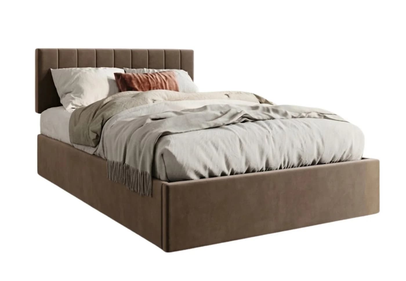 Home Collective Polsterbett mit Stauraum und Lattenrost Beige Samt