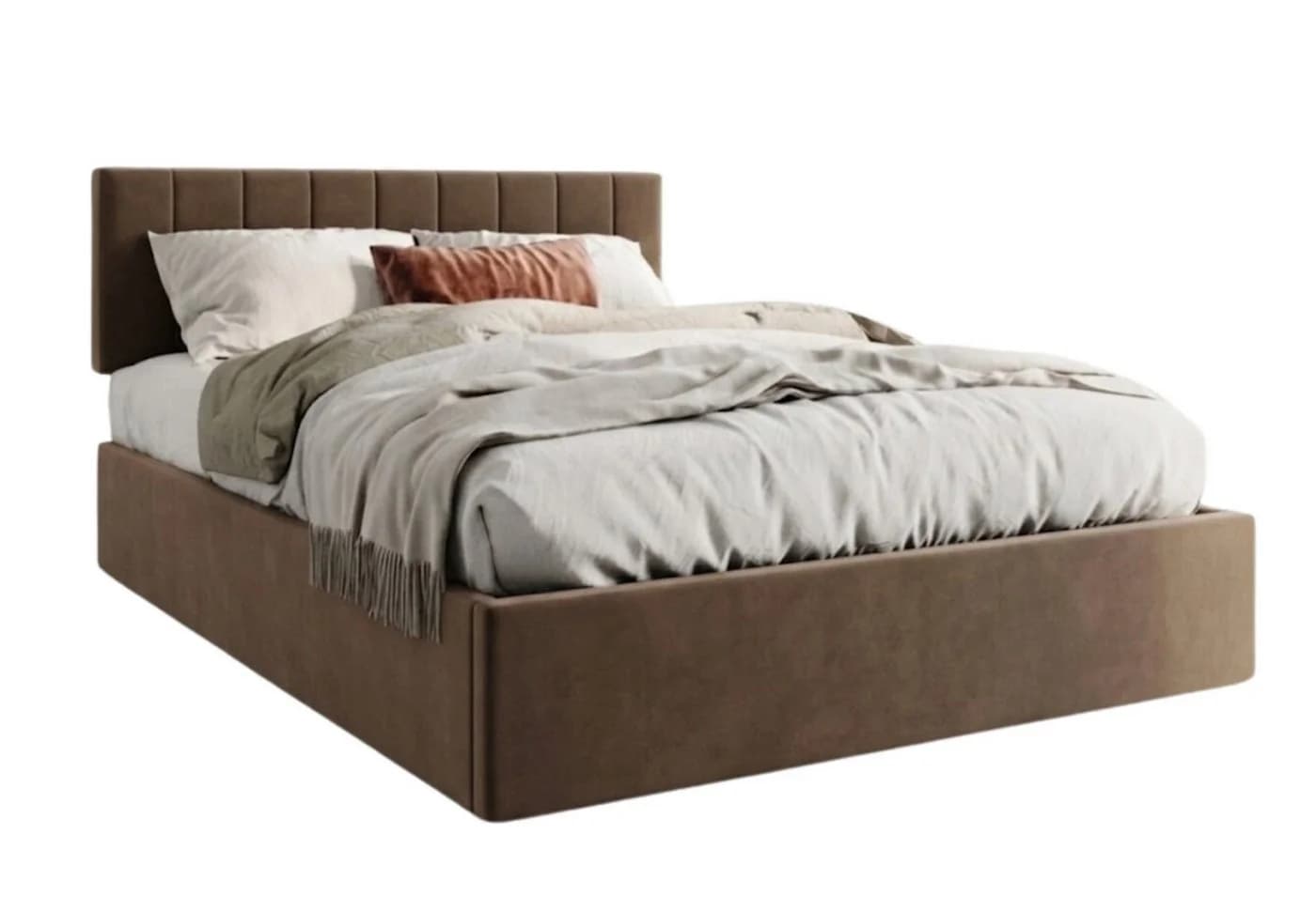 Home Collective Polsterbett mit Stauraum und Lattenrost Beige