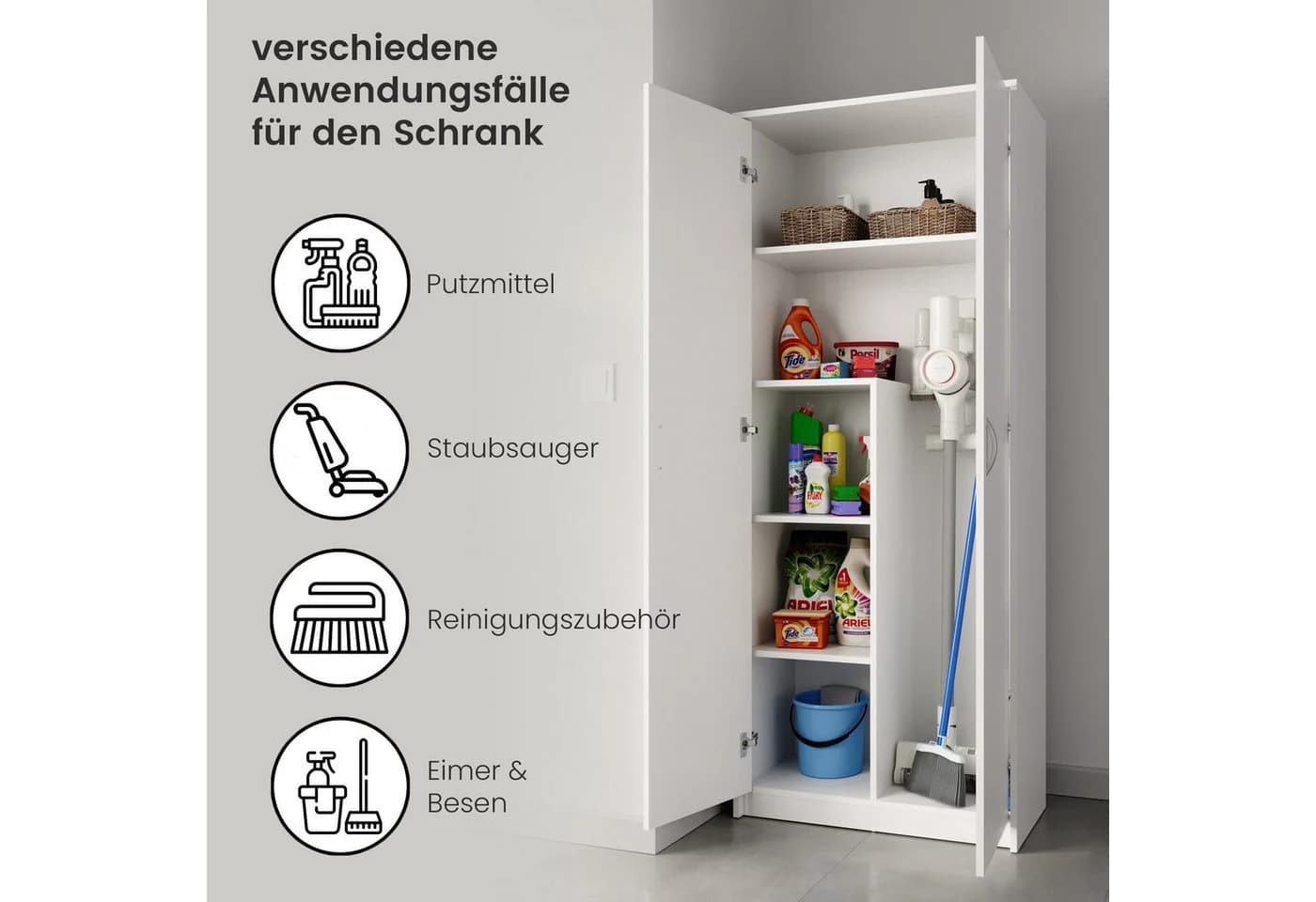 Home Collective Mehrzweckschrank Kleiderschrank Regal 74cm breit 180cm hoch Aktenschrank