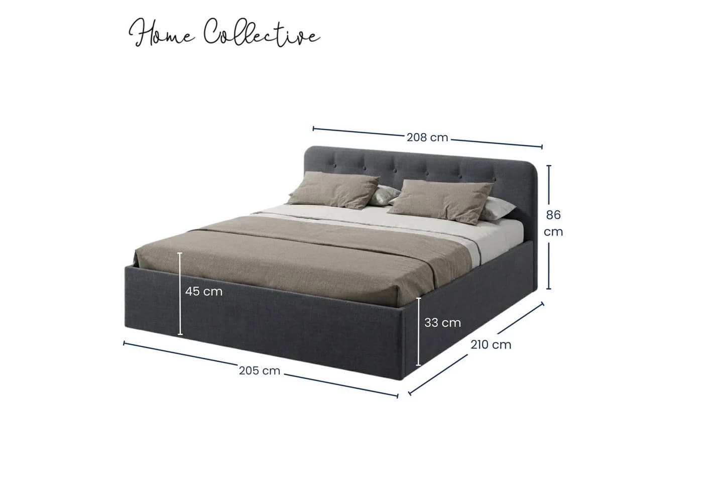 Home Collective Polsterbett mit Stauraum und verstellbarem Lattenrost