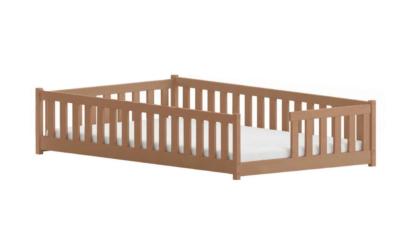 Kids Collective Bodenbett Kiefer Zimt mit Rausfallschutz