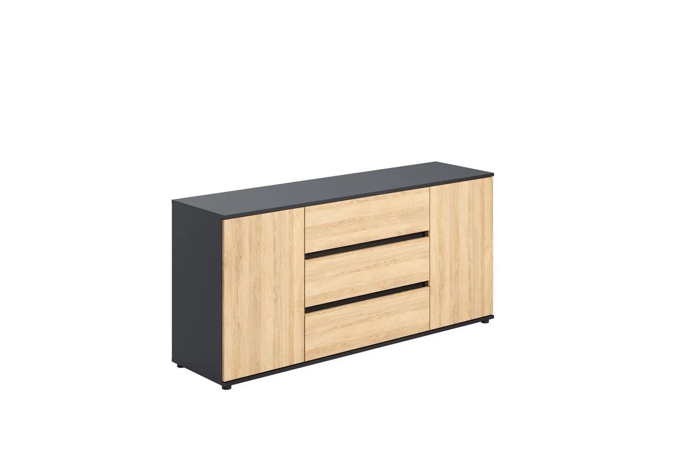 Home Collective Kommode Sideboard 150x40x70 cm Anthrazit Artisan-Eiche