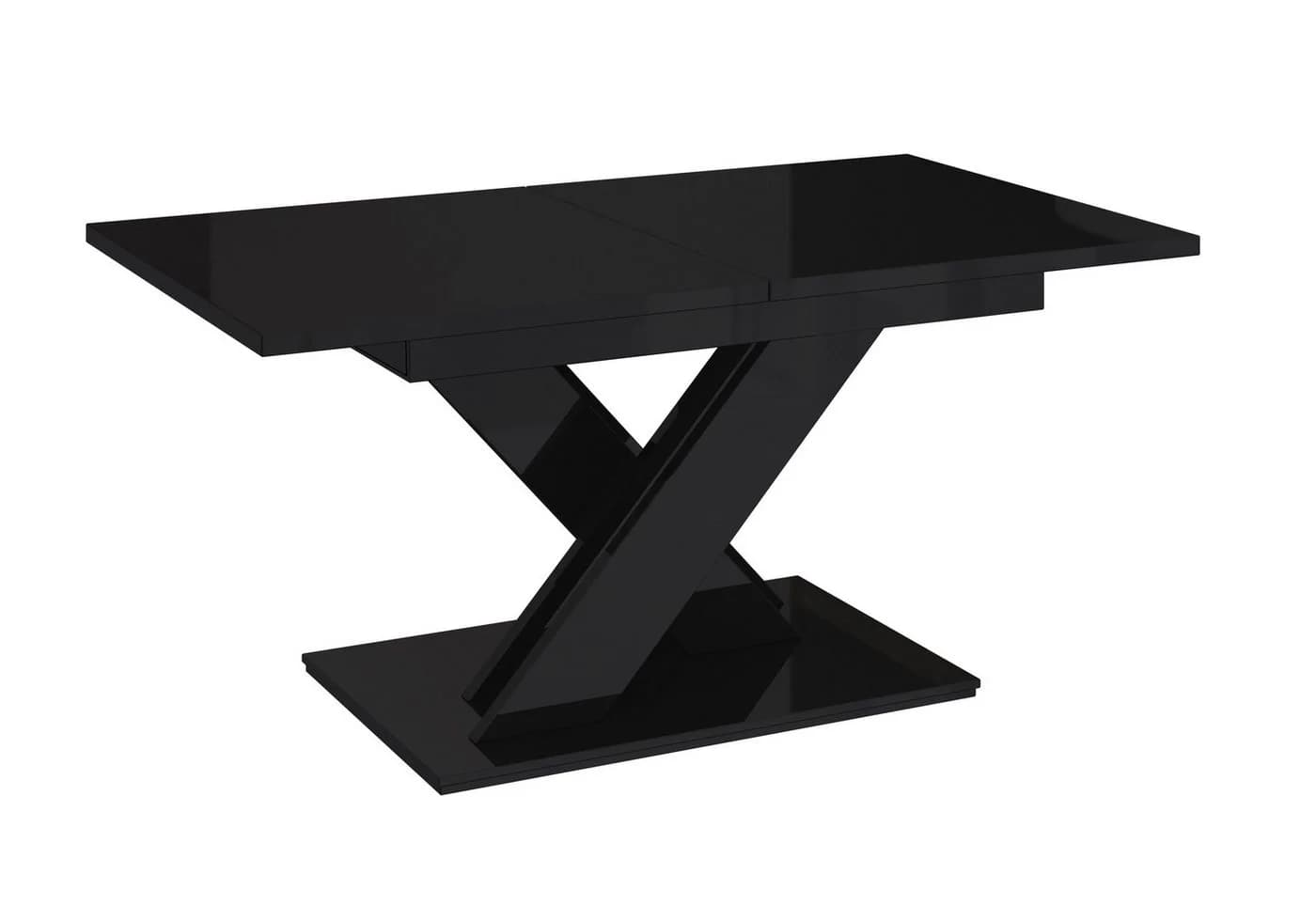 Home Collective Esstisch ausziehbar Schwarz glänzend X-Gestell