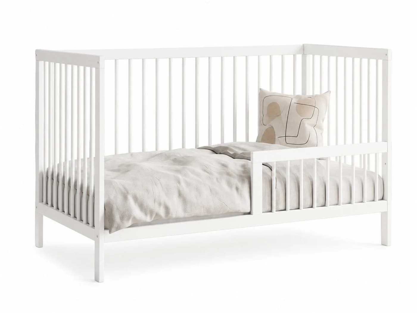 Kids Collective Babybett mit Rausfallschutz Weiß Buchenholz